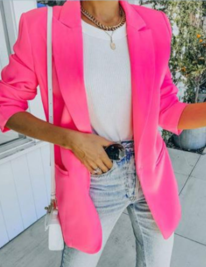 Women's elegant oversized blazer with a structured cut and casual details, size S