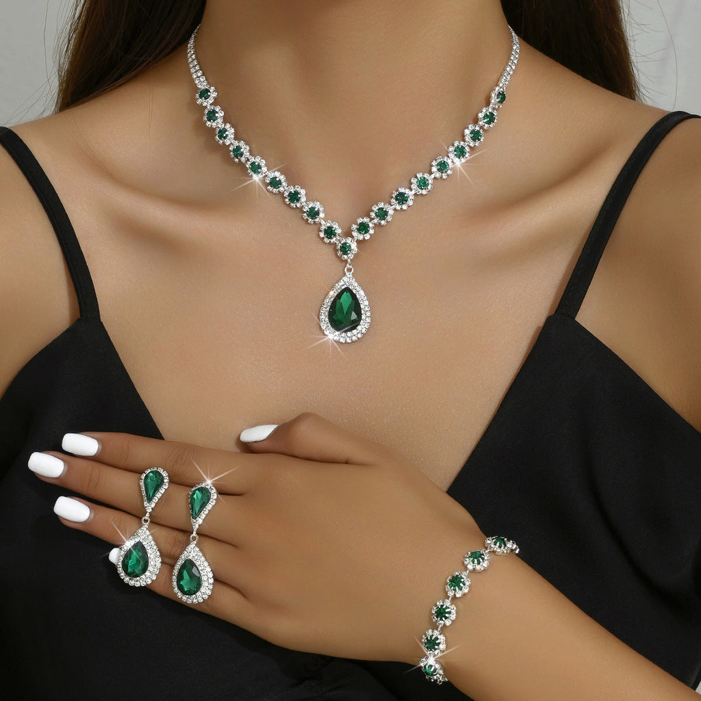 Valenzora - Galvanized Rhinestone Jewelry Set