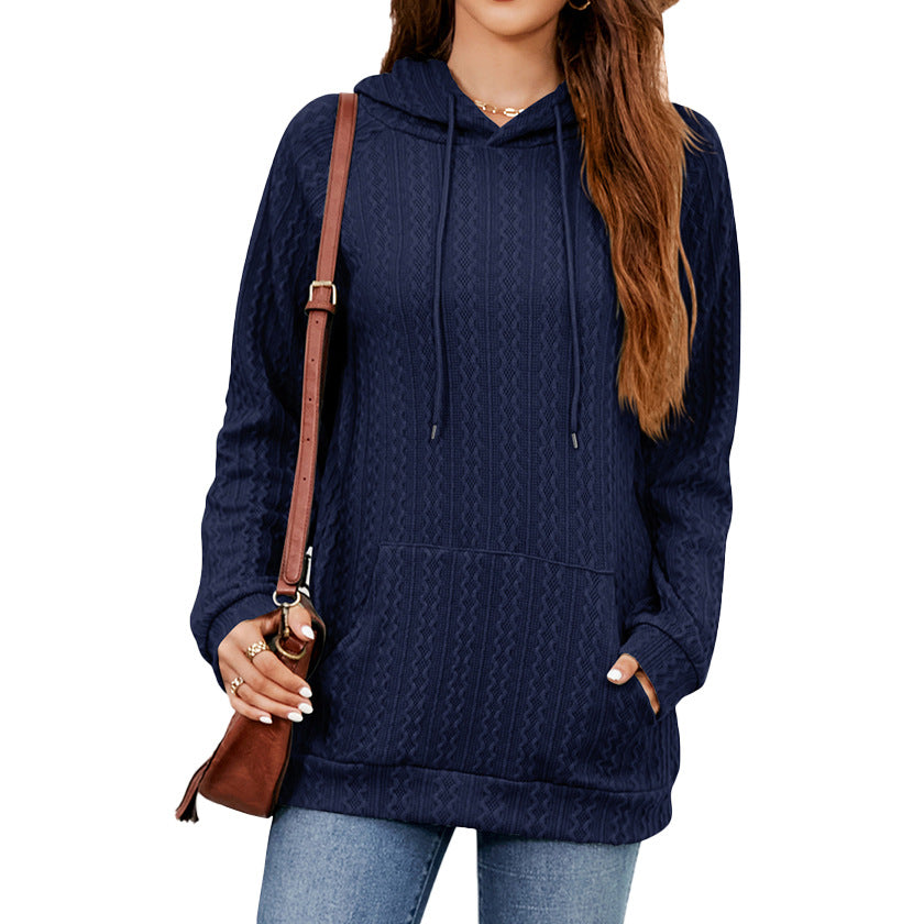 Women's hoodie with textured pattern and practical kangaroo pocket, size S