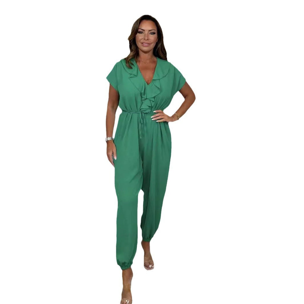 Eleganter Damen-Overall mit tailliertem Schnitt und weitem Bein, Größe