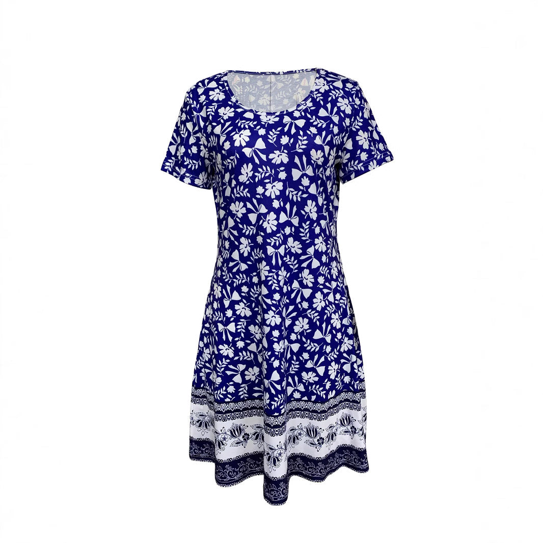 Women's casual dress with playful floral print and practical pockets Drune
