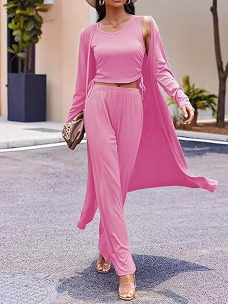 Valenzora | Knitted vest with pockets, three-piece set