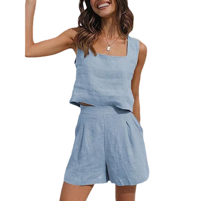 Women's Lightweight Summer Blouse and Shorts Set, Size