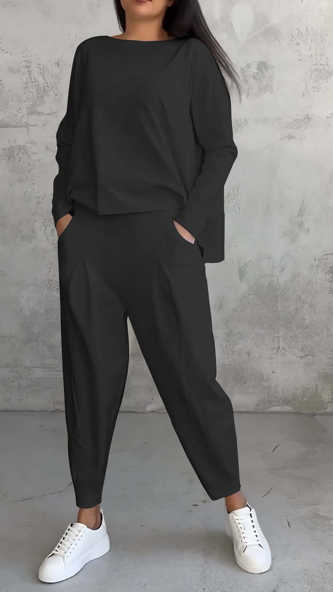 Valenzora | Irregular Harem Pants Long Sleeve Set