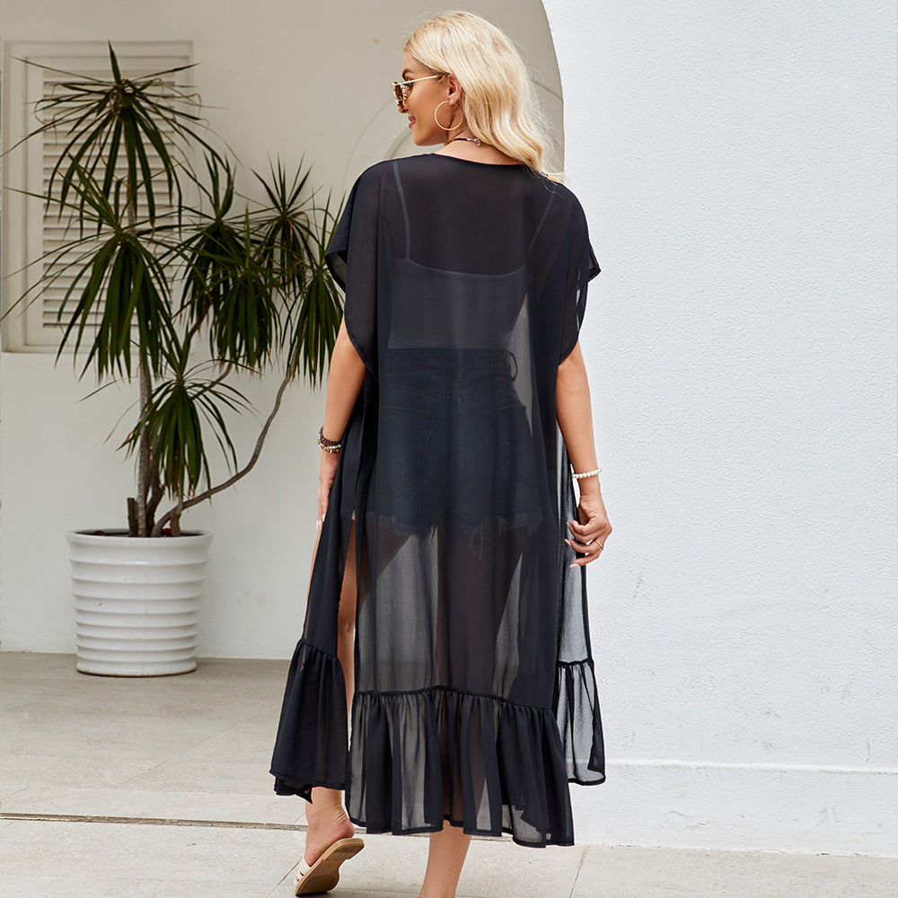 Women's Transparent Kimono Wrap with Elegant Fringes Valenzora