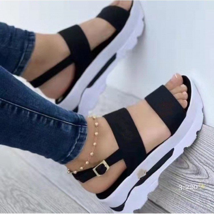 Women's platform sandals with elastic strap and non-slip sole, size Valenzora