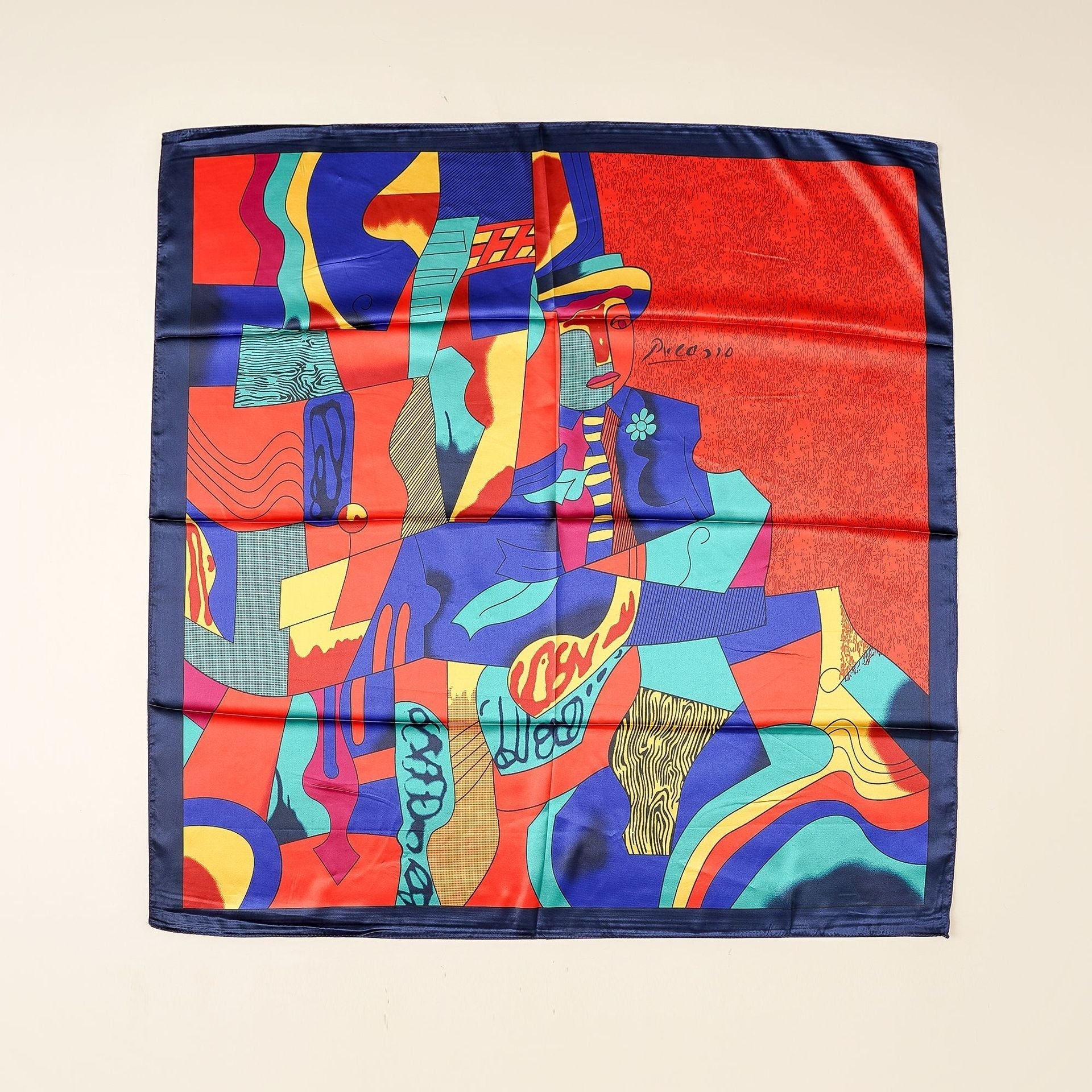 Women's silk scarf with modern graphic design, size