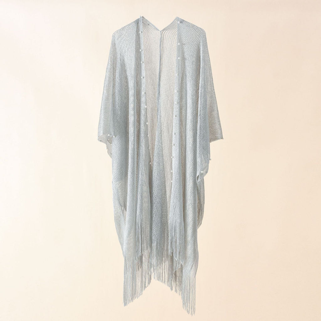 Women's transparent kaftan with fringed edges and elegant design, size Valenzora