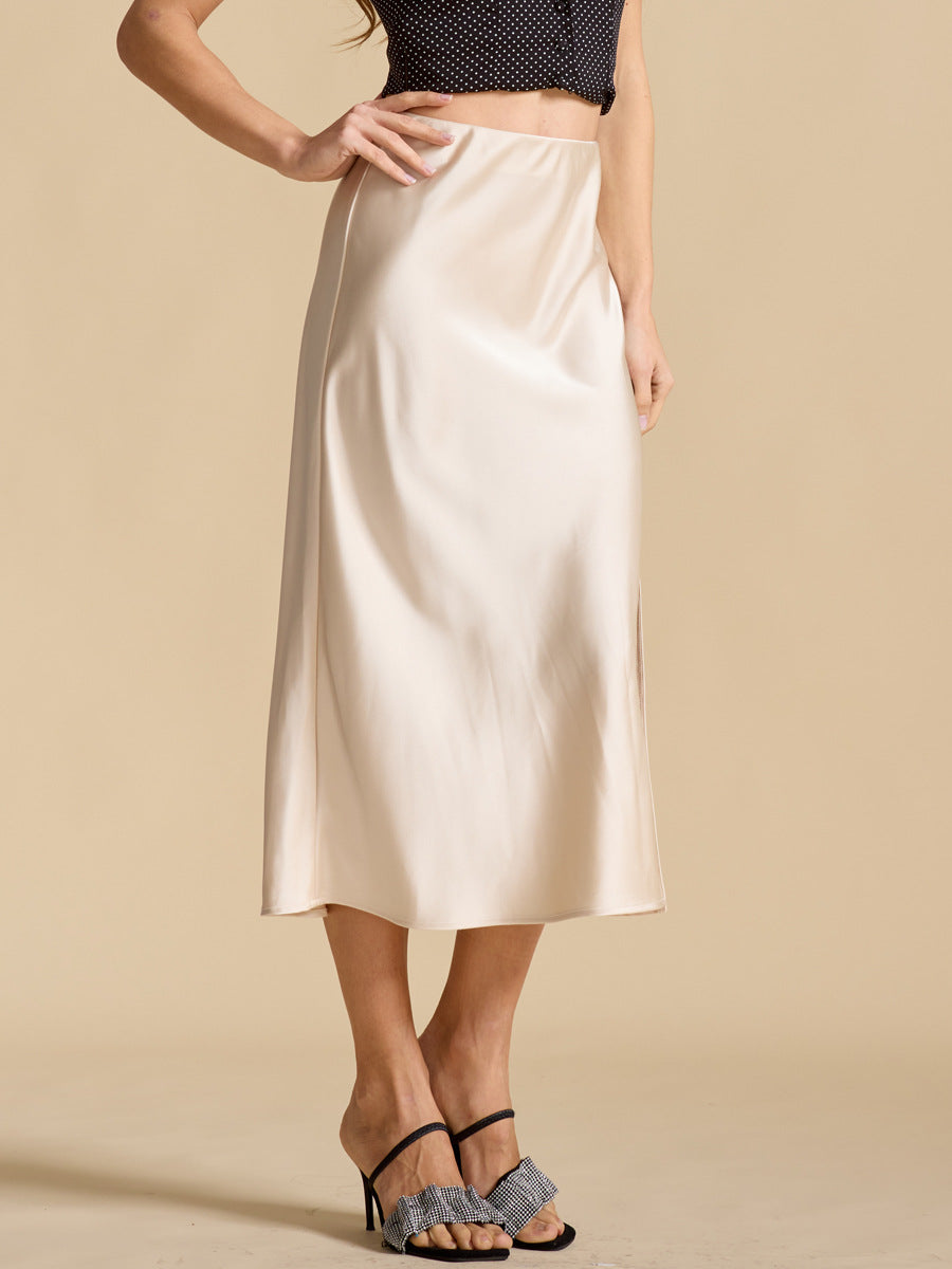 Valenzora | Pleated Split PU Leather Skirt for Women
