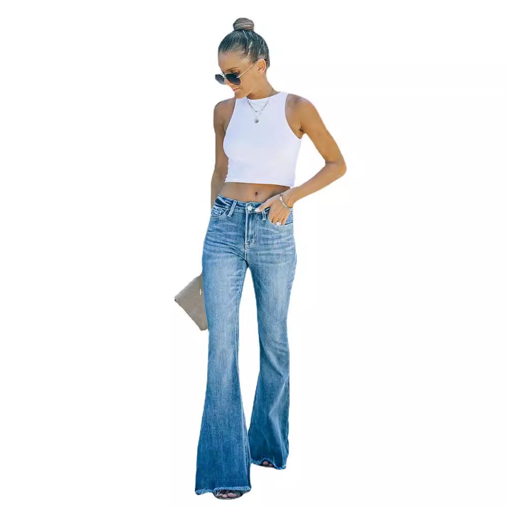 Women's flared jeans with a relaxed fit and high waistband, size [size missing]