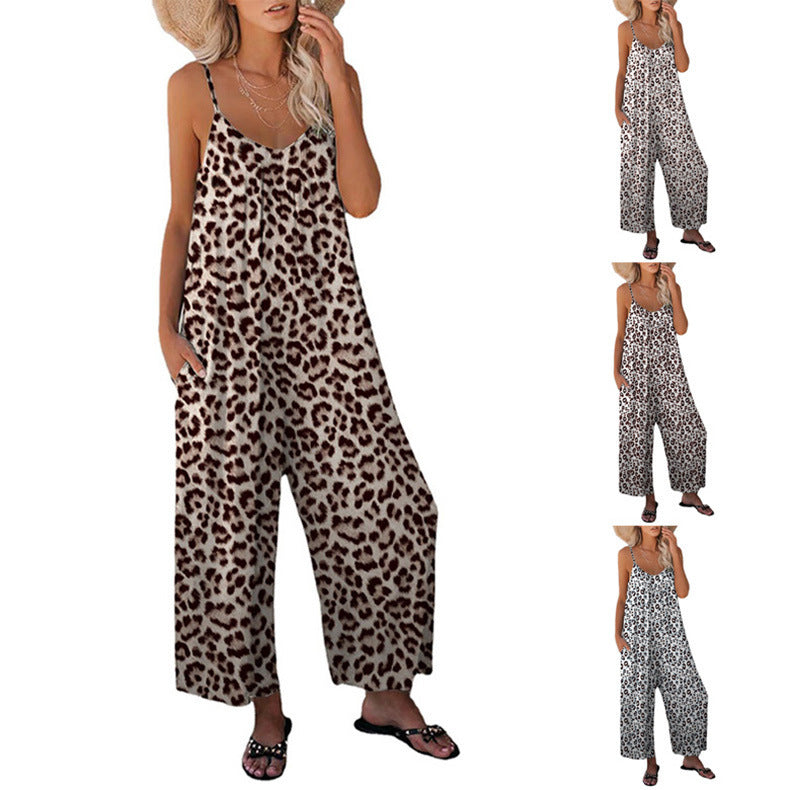 Valenzora | Leopard print bag, loose strap jumpsuit, overall