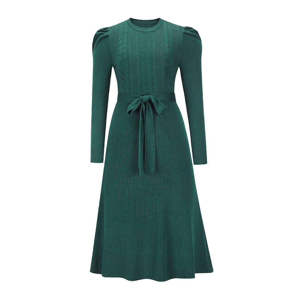 Valenzora - Knitted midi dress with round neckline