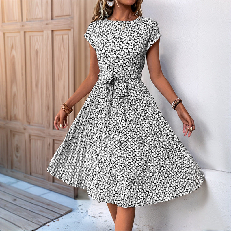 Damen Midi-Kleid mit asymmetrischem Schnitt und modischem Bindegürtel, Gr.