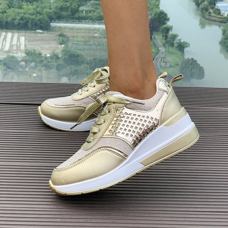 Damen-Sneaker mit modischen Metallic-Akzenten und atmungsaktiver Dämpfung, Größe S