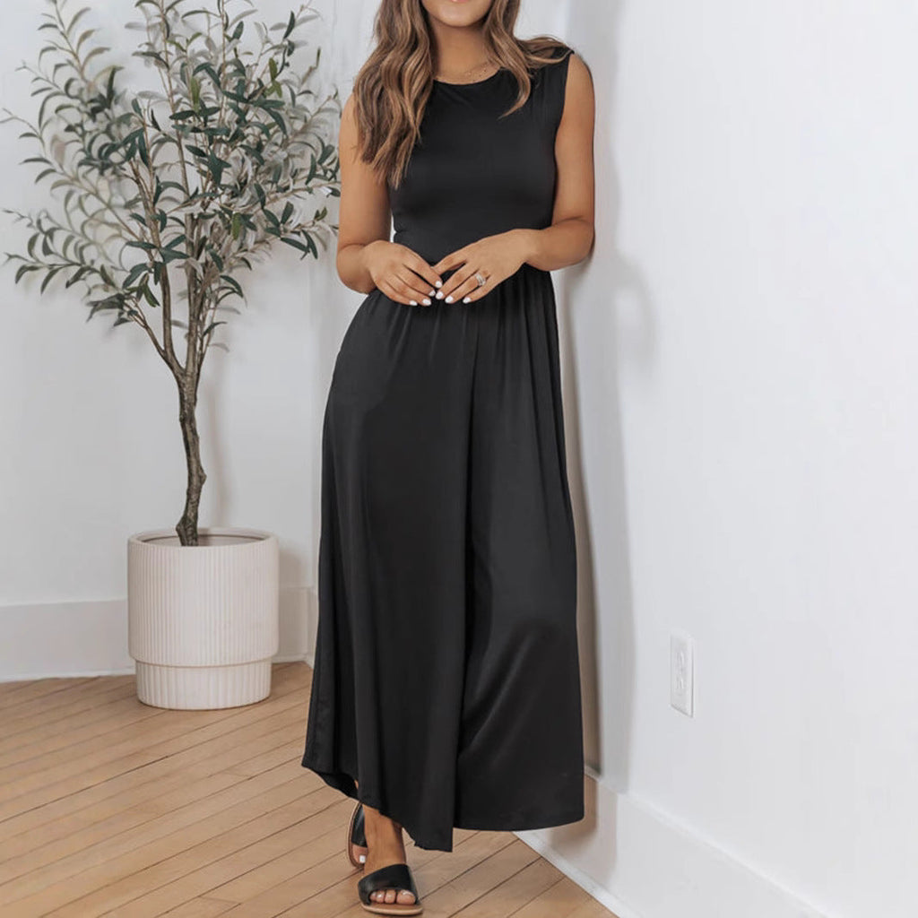 Valenzora | Sleeveless wide-leg long pantsuit