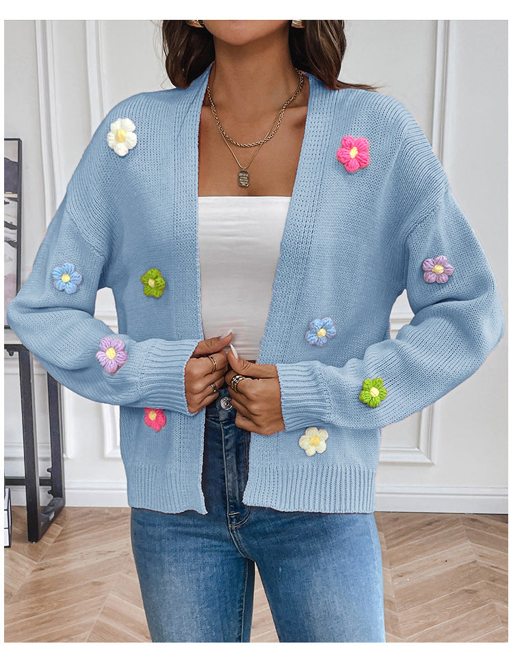 Valenzora | Handgehäkelte gestrickte Blumenstrickjacke