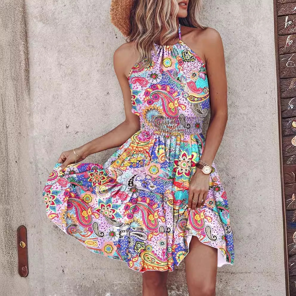 Valenzora | Sleeveless dress with gathered elastic waistband for middle-aged women