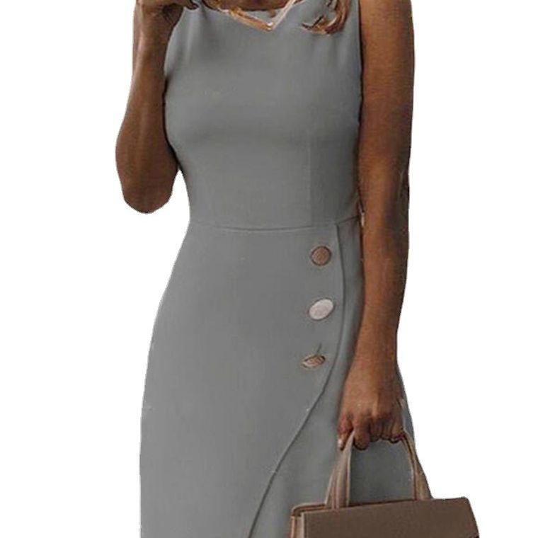 Valenzora | Sleeveless Solid Color Elegant Wrap Dress