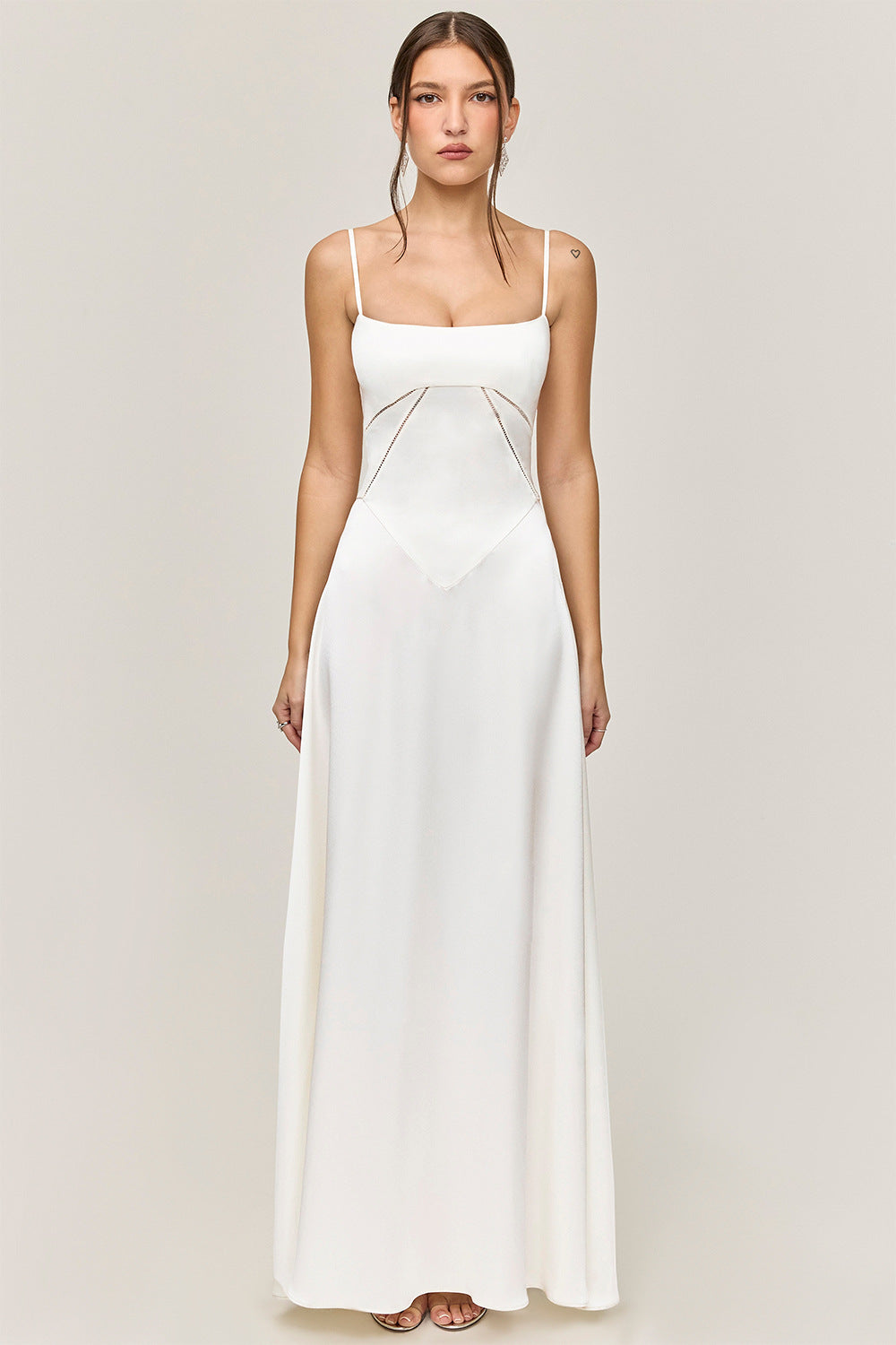 Valenzora | Evening dress, satin sheen, spaghetti straps, backless, slim fit, elegant dress