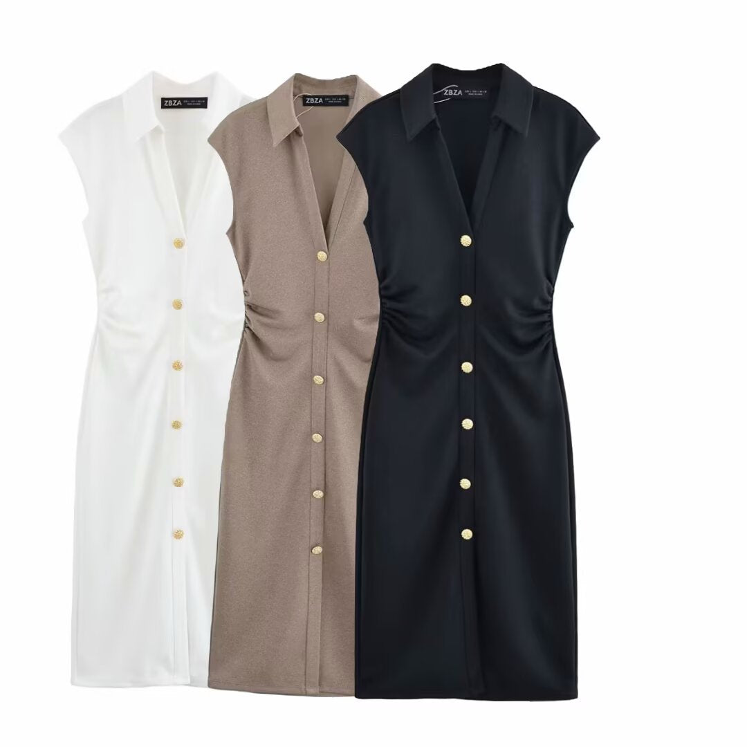 Ladies' Shirt Dress with Elegant Button Details and Stylish Cut Drune