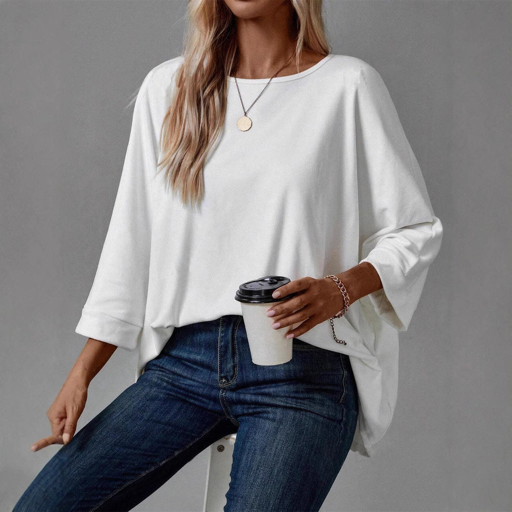 Damen lässiges Oversize-T-Shirt mit weiter Passform und stilvollem Rundhalsausschnitt, Größe [size]