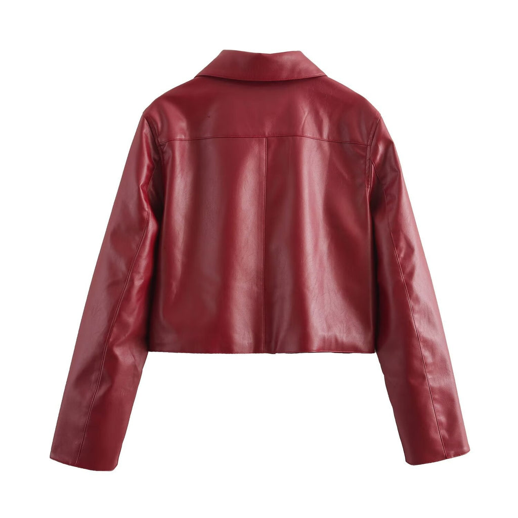 Valenzora | Einfarbige Lederjacke