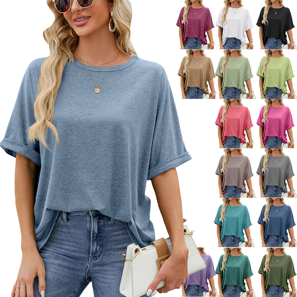Valenzora | Plain short-sleeved casual loose T-shirt