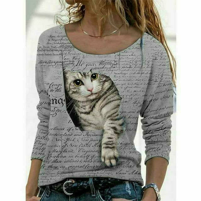 Valenzora | Modern T-shirt with cat print