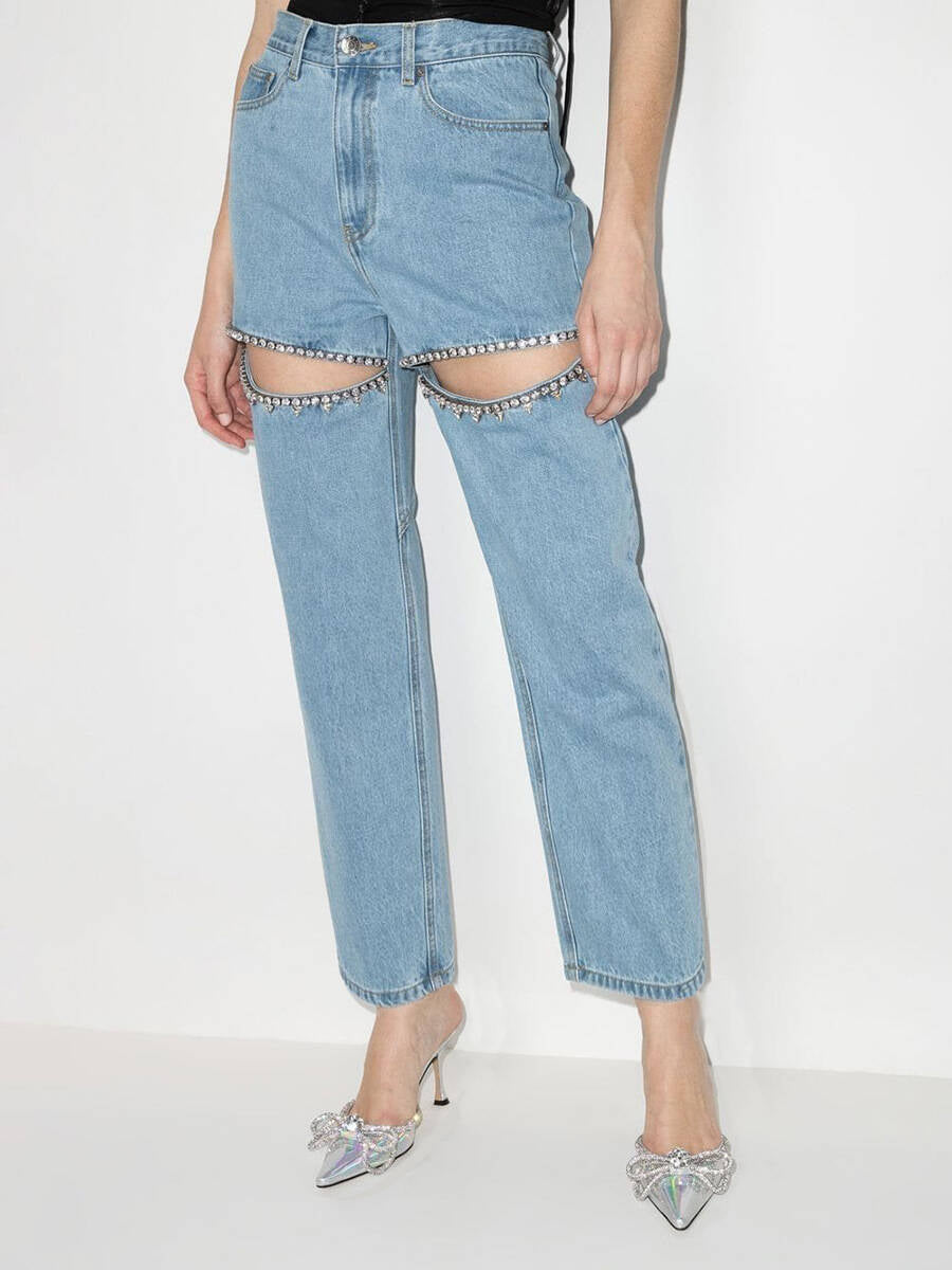 Damenjeans mit Cut-Outs und Glitzer-Details, Größe Valenzora