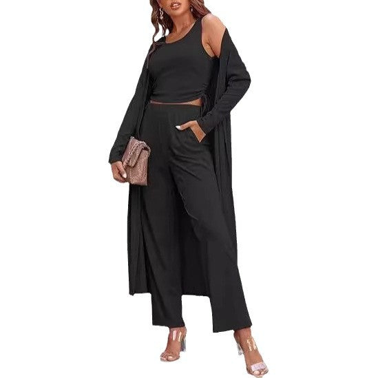 Valenzora | Knitted vest with pockets, three-piece set