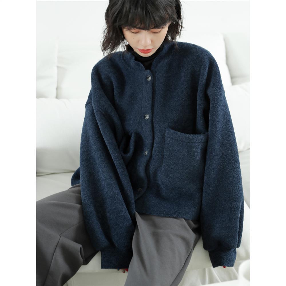 Valenzora Casual Long Sleeve Pockets Blue Jacket