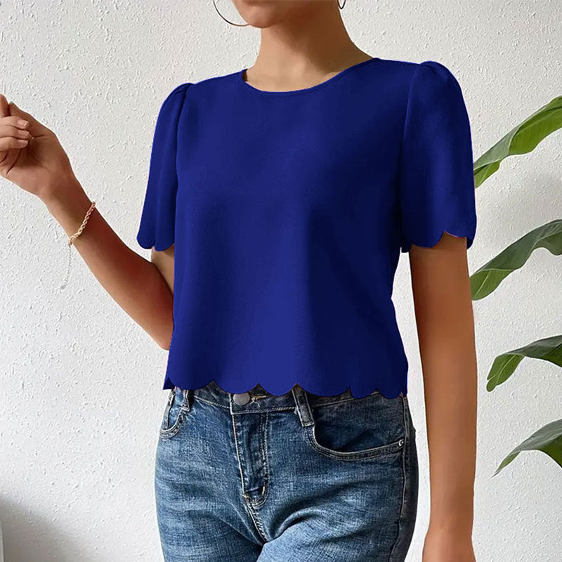 Damen-Top mit Wellensaum und luftigen Ärmeln, Größe