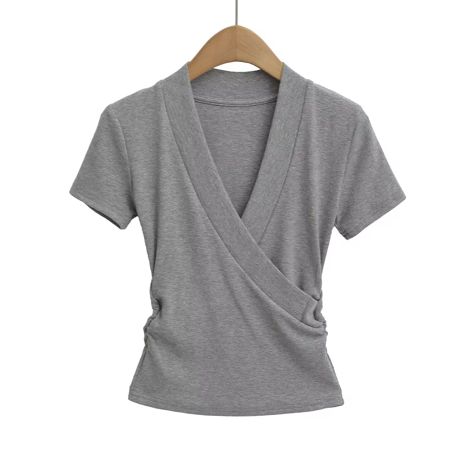 Damen-Wickeloberteil mit elegantem V-Ausschnitt und figurfreundlichem Schnitt, Größe