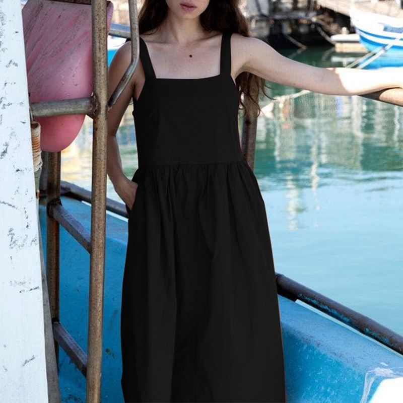 Damen-Sommerkleid mit tiefem Rückenausschnitt und Knopfdetails, Größe