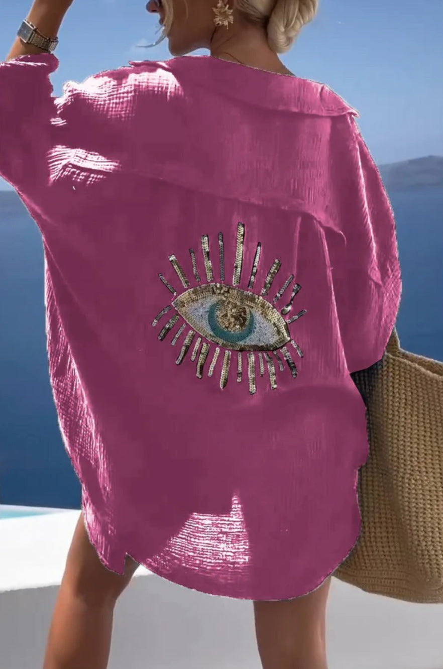 Valenzora | Notched lapel cotton-linen shirt for spring/summer