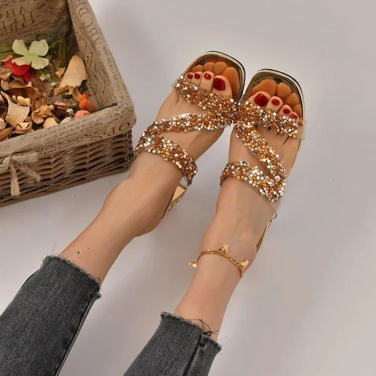 Valenzora | Sandals with heels and sequins