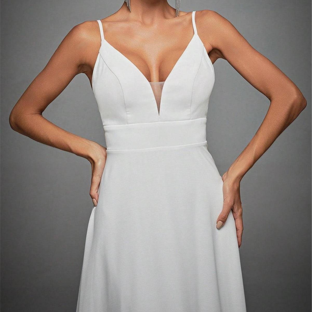 Valenzora | V-neck strapless evening dress lace backless large swing dance dress party dress bridesmaid dress