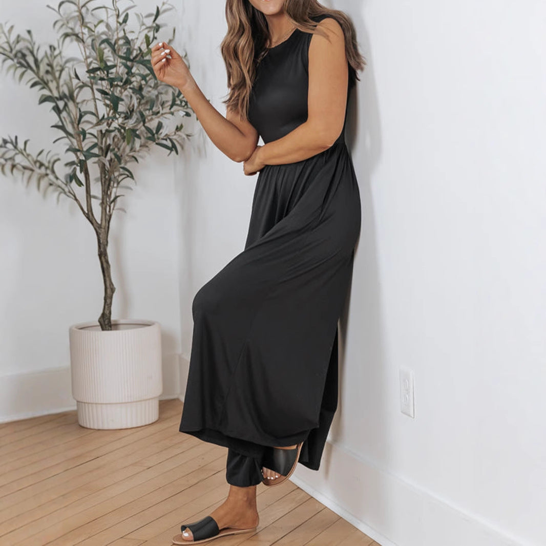 Valenzora | Sleeveless wide-leg long pantsuit