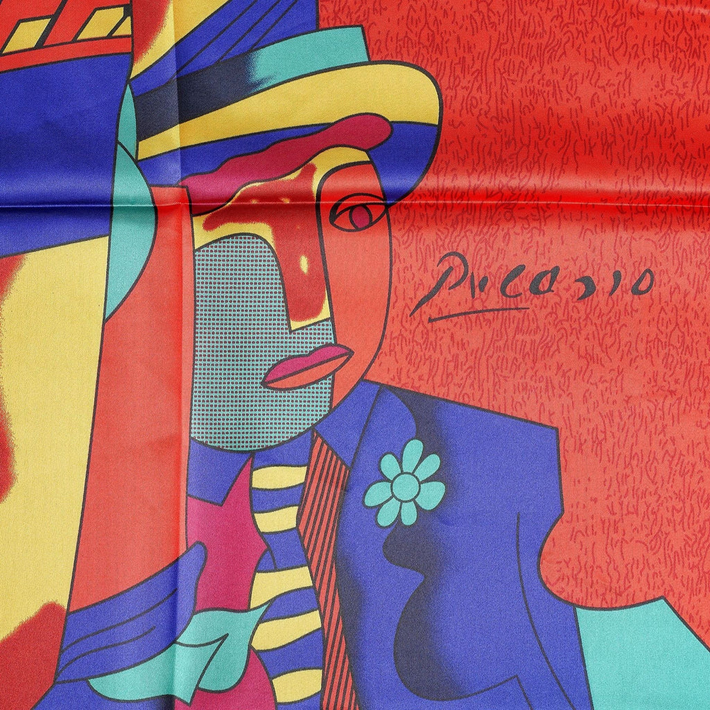 Women's silk scarf with modern graphic design, size