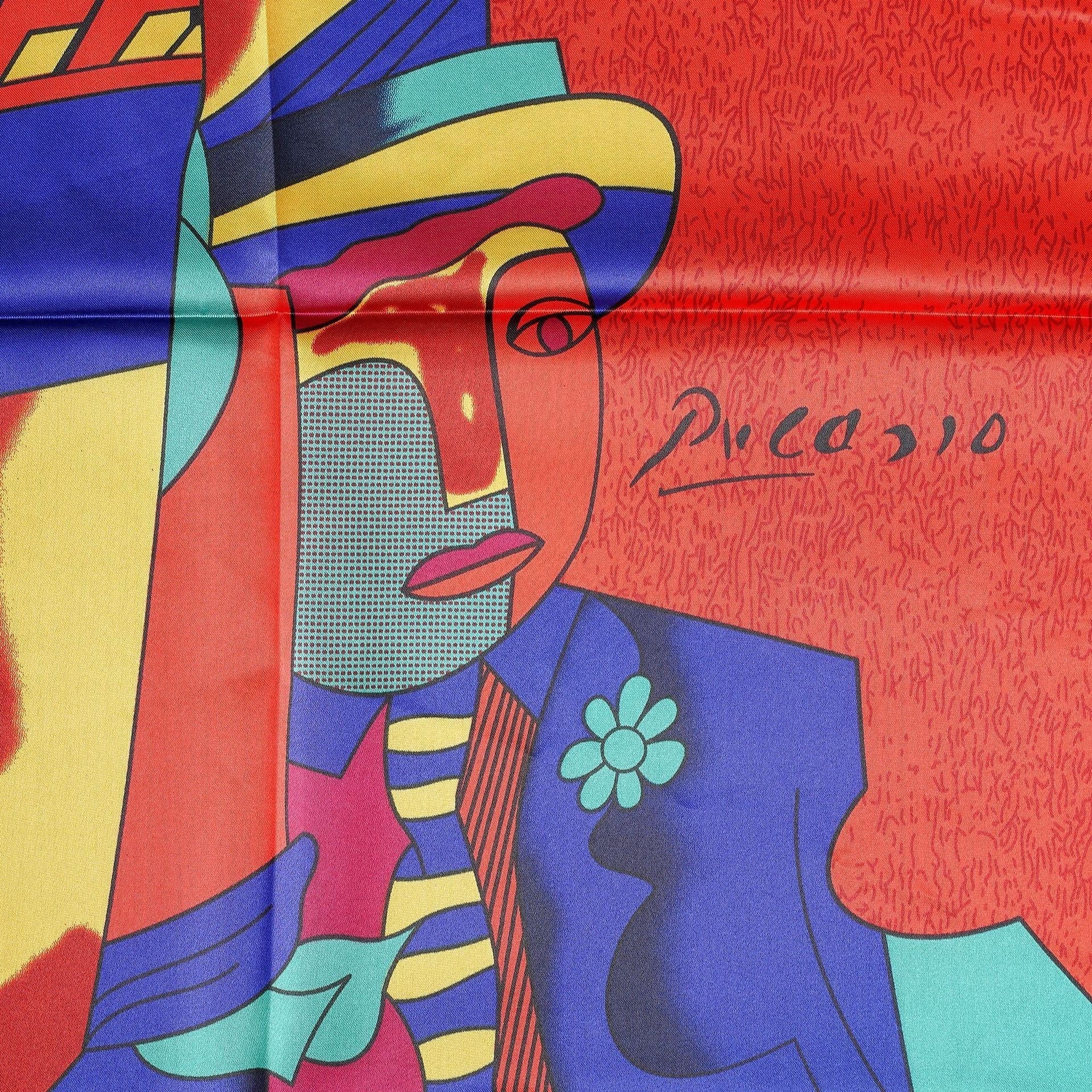 Women's silk scarf with modern graphic design, size
