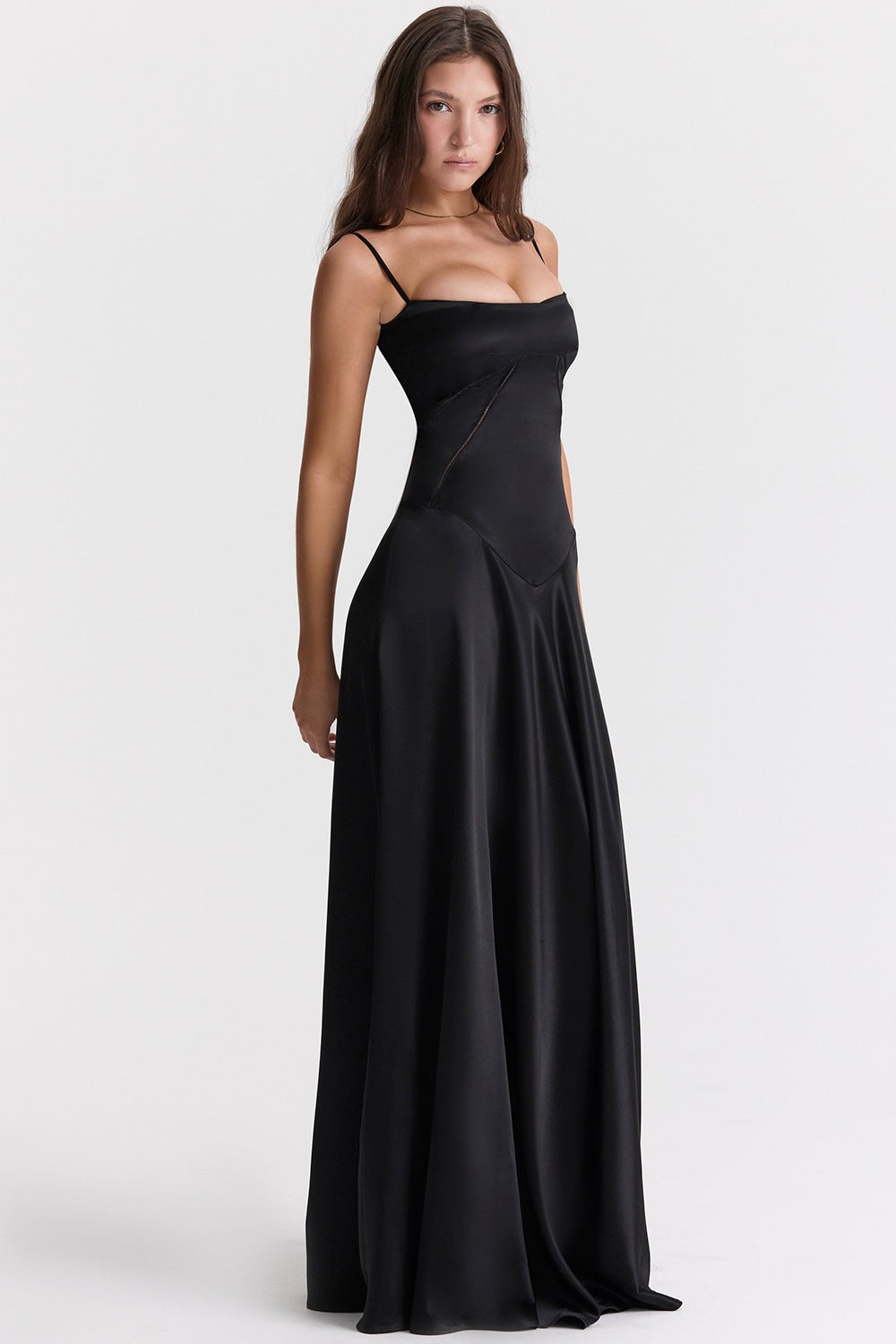 Valenzora | Evening dress, satin sheen, spaghetti straps, backless, slim fit, elegant dress