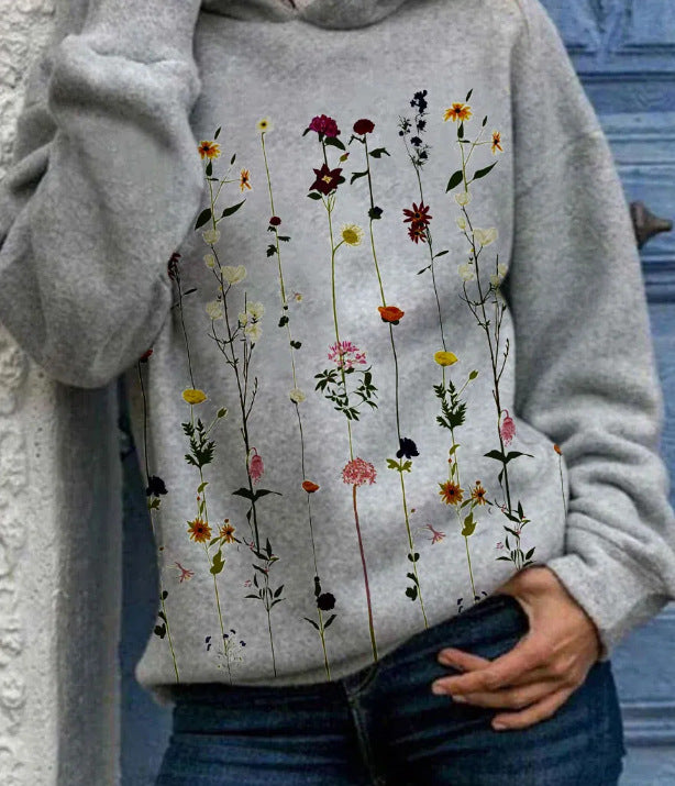 Valenzora - Women's hooded sweatshirt with floral print for a casual style
