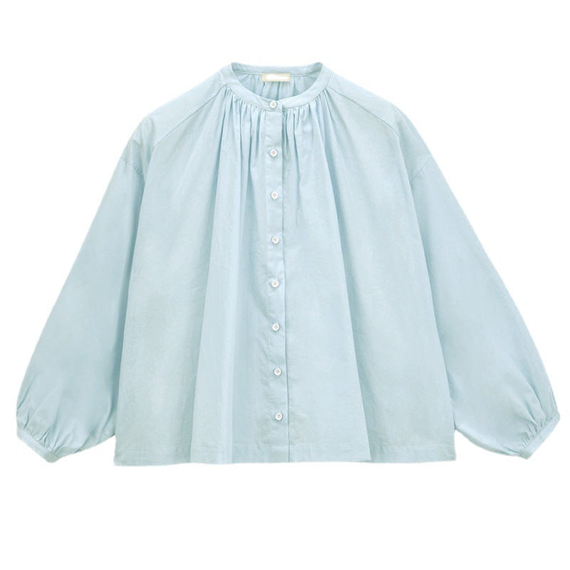 Damenbluse mit Stehkragen und eleganter Knopfleiste, Größe