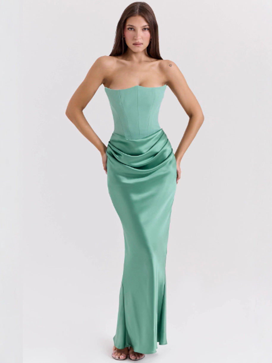 Valenzora | Strapless Pink Satin Ball Gown
