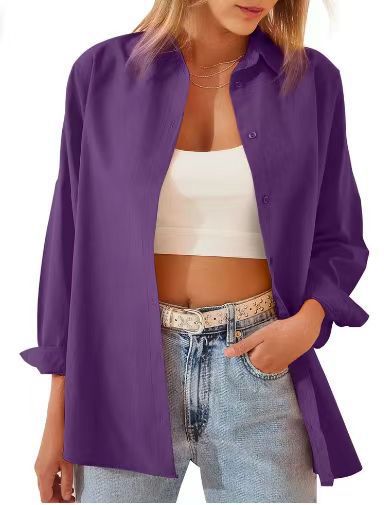 Damen Hemdbluse mit lockerem Schnitt, langen Ärmeln und modernen Details, Größe S