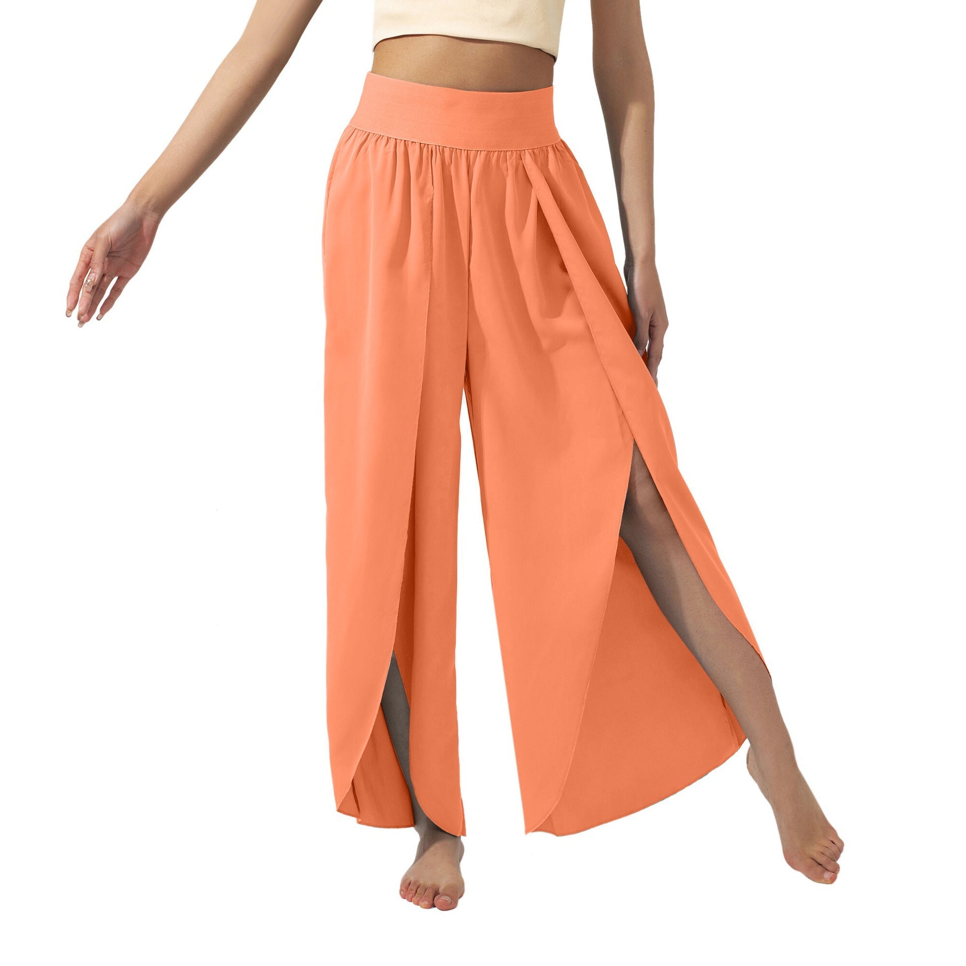 Women's airy culottes with side slits, size
