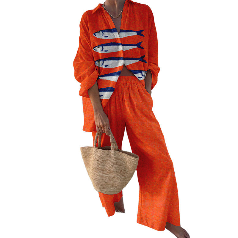 Damen-Freizeit-Set mit gestreiftem Oberteil und weiter Hose, Größe Valenzora