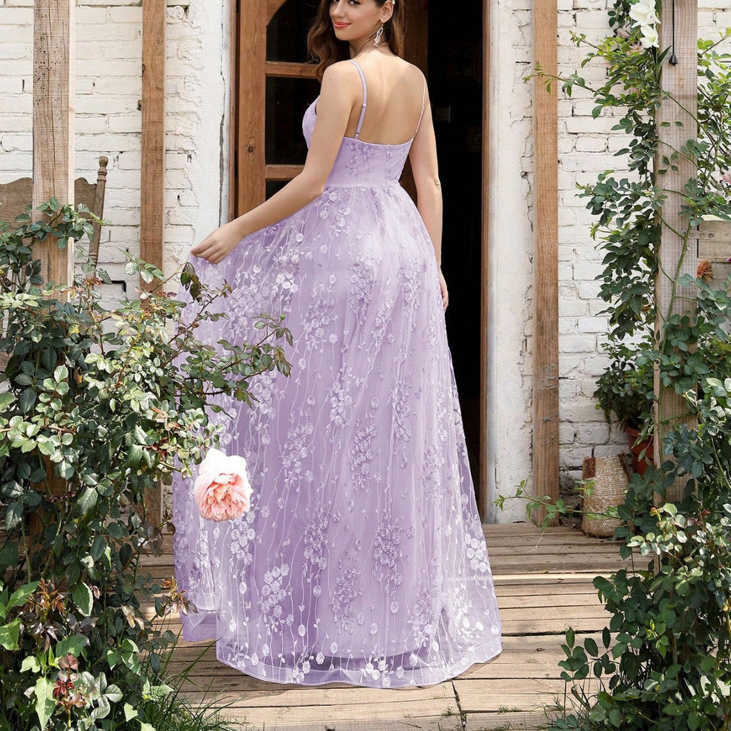 Valenzora | V-neck strapless evening dress, mesh, embroidered back, open back, elegant evening dress, dance dress, party dress, bridesmaid dress