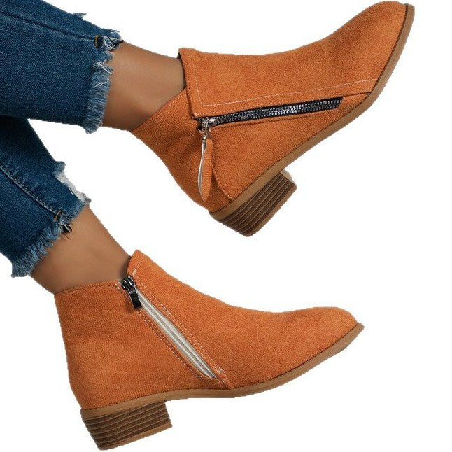 Women's boots with side zipper and elegant velvet upper, size S