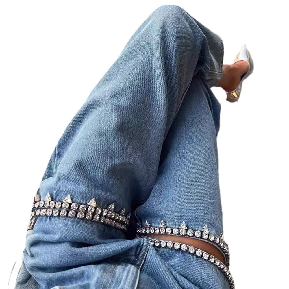 Valenzora women's jeans with holes, straight cut